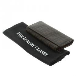 Pre Owned Fendi Tobacco Zucca Coated Canvas Continental Wallet