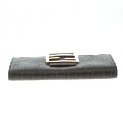 Pre Owned Fendi Brown Zucchino Coated Canvas Forever Continental Wallet
