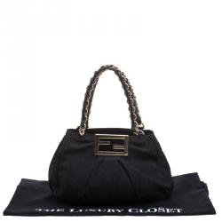 Pre Owned Fendi Black Zucca Canvas Small Mia Tote