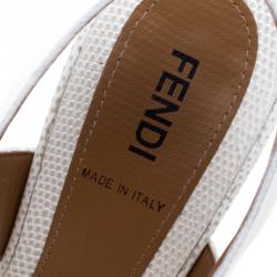 Pre Owned Fendi Cream Leather Penny Loafer Strap Platform Sandals Size 37.5