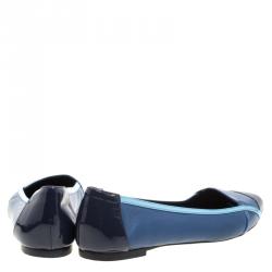 Pre Owned Fendi Blue Leather Pointed Toe Flats Size 37.5