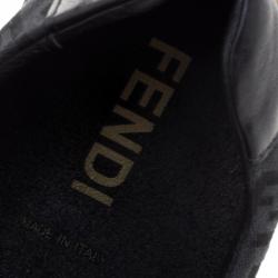 Pre Owned Fendi Black Zucca Canvas and Leather Low Top Sneakers Size 39