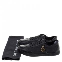 Pre Owned Fendi Black Zucca Canvas and Leather Low Top Sneakers Size 39