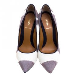 Pre Owned Fendi Two Tone Zebra Print Calf Hair Diamond Heel Pumps Size 40