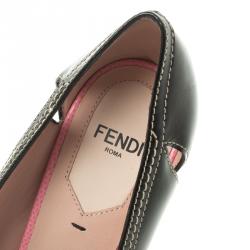 Pre Owned Fendi Black Patent Leather Cut Out Platform Pumps Size 36