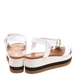 Fendi White PVC Hydra Crisscross Ankle Strap Platform Sandals Size 37