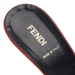 مملوكة مسبقًا Fendi Red Leather B Buckle Slides Size 38
