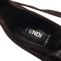Pre Owned Fendi Brown Suede Peep Toe Platform Ankle Boots Size 38