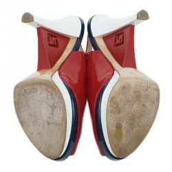 مملوكة مسبقًا حذاء ويدج فندي بفتحة خلفية جلد أحمر لامع مقاس 38