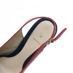 مملوكة مسبقًا حذاء ويدج فندي بفتحة خلفية جلد أحمر لامع مقاس 38