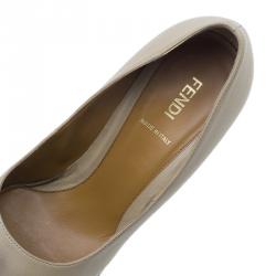 Pre Owned Fendi Beige Leather Fendista Platform Pumps Size 38.5