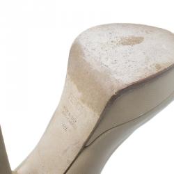 Pre Owned Fendi Beige Leather Fendista Platform Pumps Size 38.5