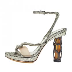 Pre Owned Fendi Metallic Leather Rope Strappy Sandals Size 37.5