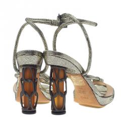 Pre Owned Fendi Metallic Leather Rope Strappy Sandals Size 37.5