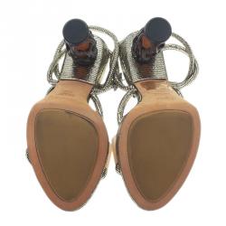 Pre Owned Fendi Metallic Leather Rope Strappy Sandals Size 37.5