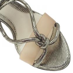 Pre Owned Fendi Metallic Leather Rope Strappy Sandals Size 37.5