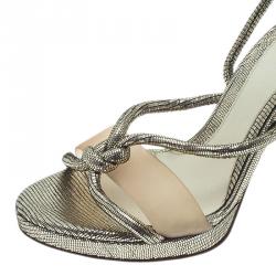 Pre Owned Fendi Metallic Leather Rope Strappy Sandals Size 37.5