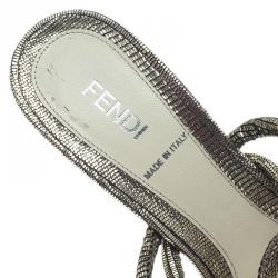 Pre Owned Fendi Metallic Leather Rope Strappy Sandals Size 37.5