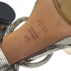 Pre Owned Fendi Metallic Leather Rope Strappy Sandals Size 37.5