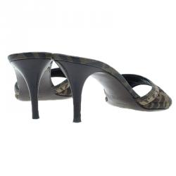 Pre Owned Fendi Zucca Canvas Slides Size 39.5 