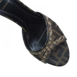 Pre Owned Fendi Zucca Canvas Slides Size 39.5 