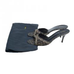 Pre Owned Fendi Zucca Canvas Slides Size 39.5 