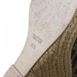 Pre Owned Fendi Brown Zucca Canvas Espadrille Slingback Wedges Size 35.5