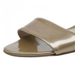 Pre Owned Fendi Gold Leather Ankle Wrap Sandals Size 38.5