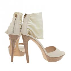 Pre Owned Fendi White Satin Ankle Strap Sandals Size 40