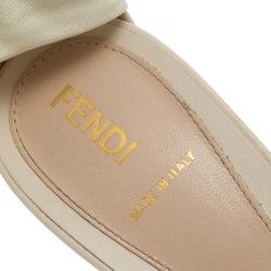 Pre Owned Fendi White Satin Ankle Strap Sandals Size 40