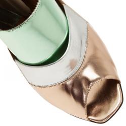 Pre Owned Fendi Runway Mirrored Leather Spike Heel Sandals Size 40 