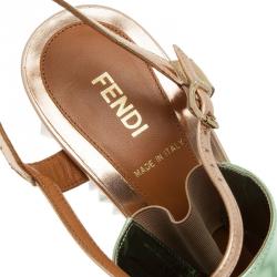 Pre Owned Fendi Runway Mirrored Leather Spike Heel Sandals Size 40 