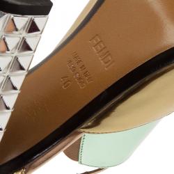 Pre Owned Fendi Runway Mirrored Leather Spike Heel Sandals Size 40 
