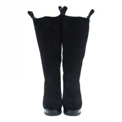 Pre Owned Fendi Black Suede Midcalf Boots Size 37.5