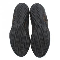 Pre Owned Fendi Tobacco Zucca Canvas and Leather Sneakers Size 36