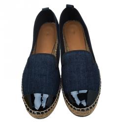Pre Owned Fendi Denim Junia Cap Toe Espadrilles Size 39