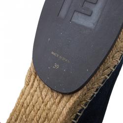 Pre Owned Fendi Denim Junia Cap Toe Espadrilles Size 39