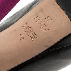 Pre Owned Fendi Black Leather and Purple Suede Cutout Peep Toe Platform Pumps Size 39