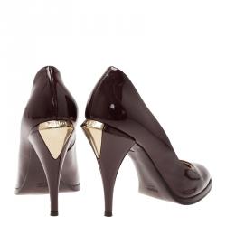 Pre Owned Fendi Burgundy Patent Pointed Pumps Size 37