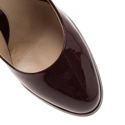Pre Owned Fendi Burgundy Patent Pointed Pumps Size 37