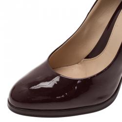 Pre Owned Fendi Burgundy Patent Pointed Pumps Size 37