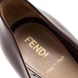Pre Owned Fendi Burgundy Patent Pointed Pumps Size 37