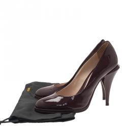 Pre Owned Fendi Burgundy Patent Pointed Pumps Size 37