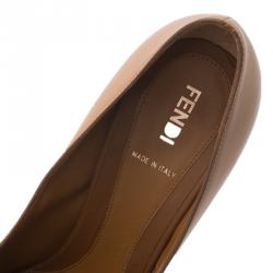 Pre Owned Fendi Tri Color Leather Peep Toe Platform Pumps Size 37.5 
