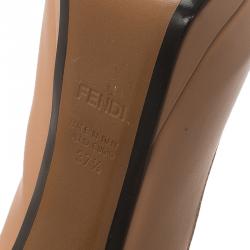 Pre Owned Fendi Tri Color Leather Peep Toe Platform Pumps Size 37.5 