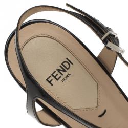 Pre Owned Fendi Black Patent Bird Of Paradise T Strap Wedge Sandals Size 39