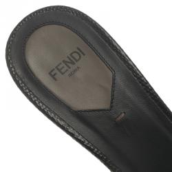 Pre Owned Fendi Brown Zucca Canvas and Leather Sabot Bow Slides Size 38