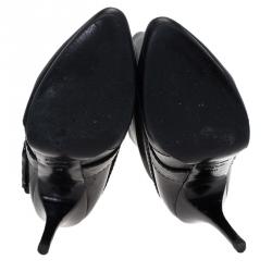 Pre Owned Fendi Black Leather Buckle Knee Length Boots Size 40