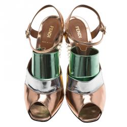 Fendi Runway Mirrored Leather Spike Heel Sandals Size 39