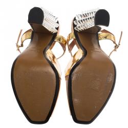 Fendi Runway Mirrored Leather Spike Heel Sandals Size 39